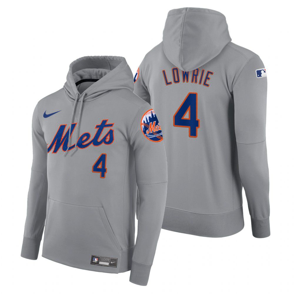 Men New York Mets #4 Lowrie gray road hoodie 2021 MLB Nike Jerseys